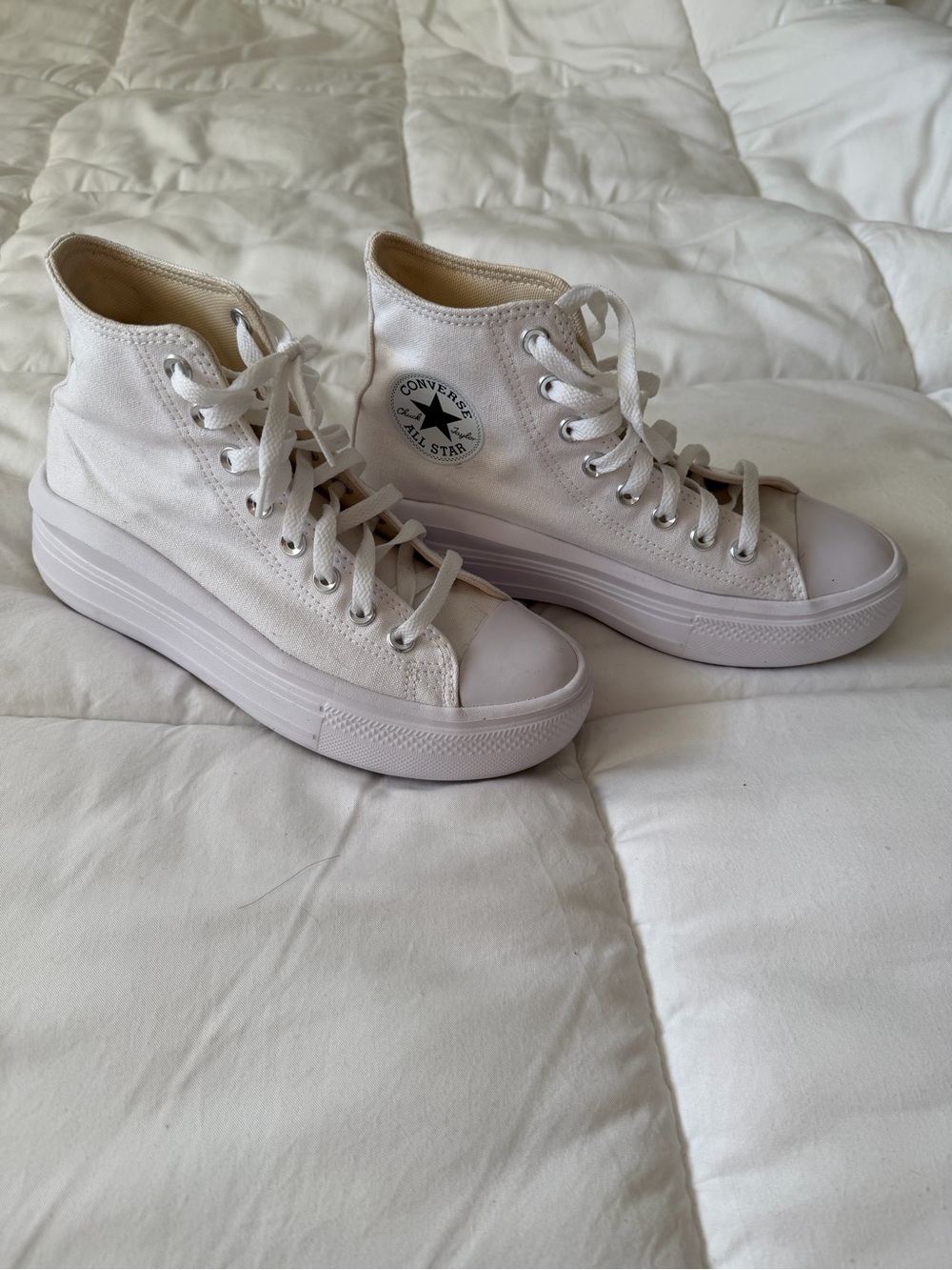 Converse White High Top Platform Sneakers